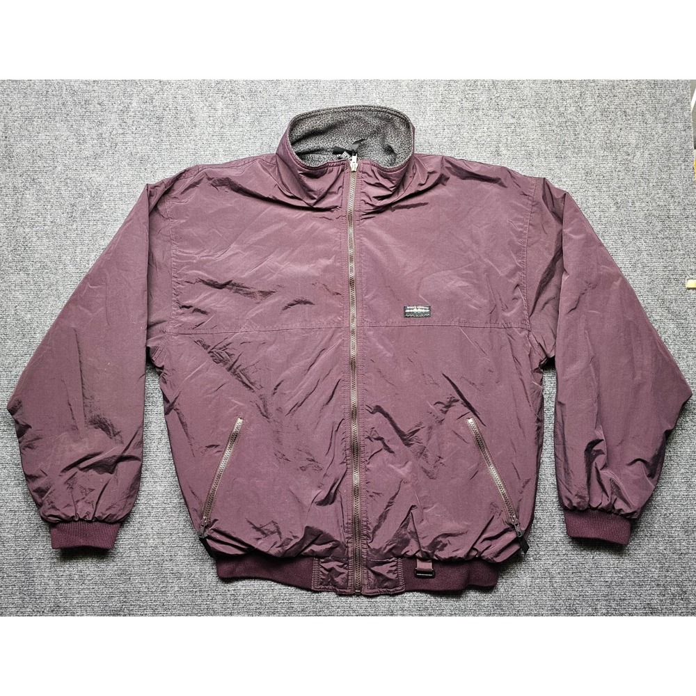 White Sierra Mens XL Burgundy Fleece Lined Nylon Full Zip Windbreaker Jacket